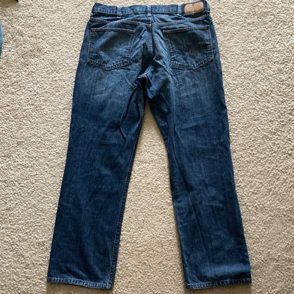 Calvin Klein Relaxed Straight Jeans Men’s sz 36 (36x32) Dark Wash Distressed - Picture 2 of 6